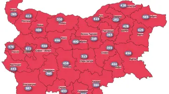 COVID картата на България - с по-малко заразени, но все още силно червена