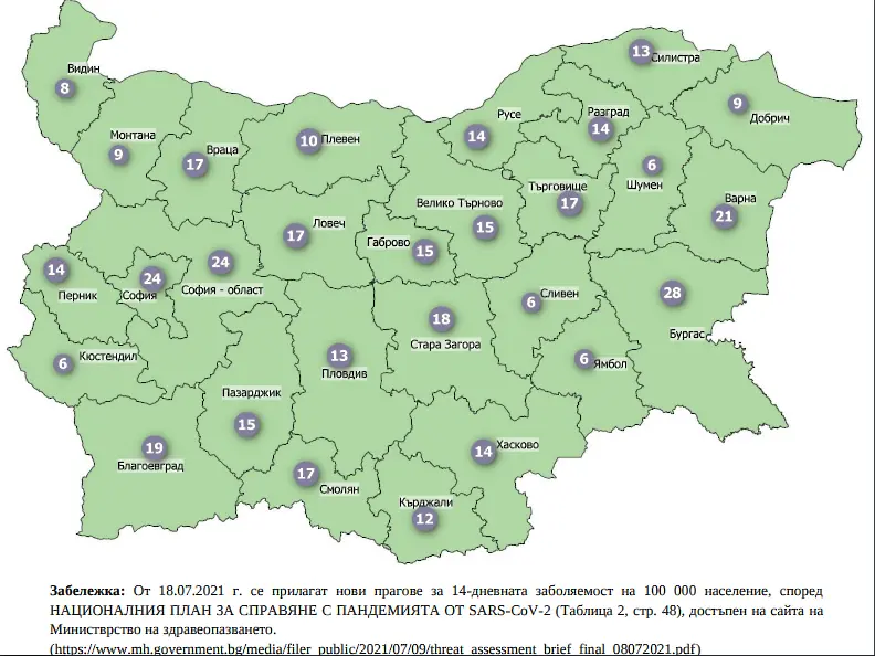 COVID картата остава в зелено, случаите тръгват нагоре