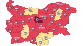 COVID картата: Габрово в тъмночервената зона. Още осем области близо до нея